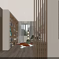 Hotel Guest Room Interior Featuring Wooden Furniture TV Decorative Painting Comfortable Bed And Chairs