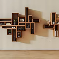 Modern Wall Mounted Wooden Shelving Unit With Decorative Storage Books And Potted Plants