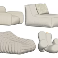 Quiet Single Sofa Lazy Sofa Combination 3d model