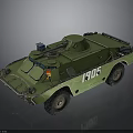 Green Military Armored Vehicle with Number 1305 Turret and Wheels