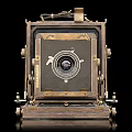 Vintage Digital Camera With Wooden Metal Body Multiple Angles Display Classic Design