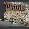Miniature Stone House Model Featuring Red Tiled Roof Wooden Door Green Mailbox And Plants