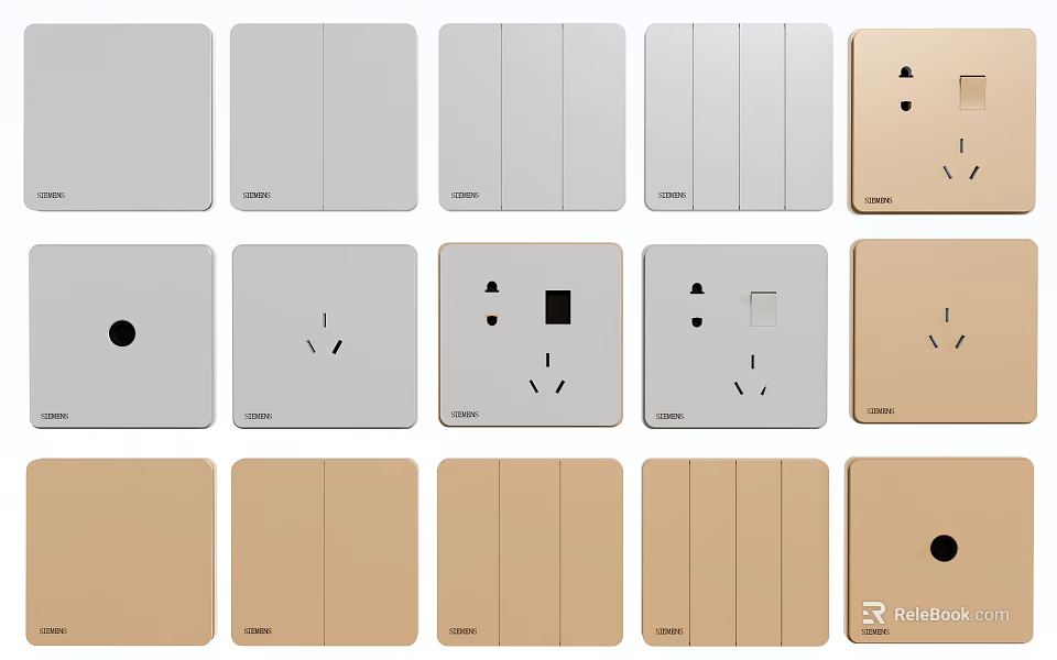 Modern Switch Panels In Gray Beige Colors With Socket And USB Port 3d model 