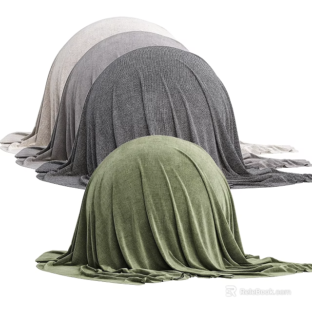 Modern Decorative Components With Colored Fabric Covers And Smooth Dome Shapes 3d model