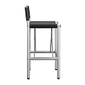 Modern Bar Stools With Black Leather Seat Backrest And Silver Metal X Shaped Frame