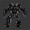 Detailed Mechanical Robot Figure With Colorful Armor Plates And Weapon Components