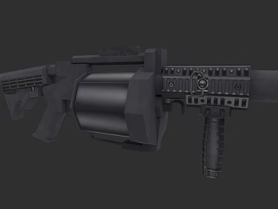 Black Tactical Assault Weapon With Barrel Magazine Grip And Rail System 3d model