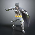 Low Poly Style Batman Figure With Dynamic Pose Flowing Cape Utility Belt And Armored Suit