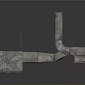 Metallic Gray Industrial Equipment Component With Multiple Connected Parts And Textured Surface