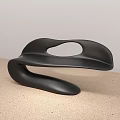 Modern Black Curved Public Chair With Hollow Out Design On Light Floor
