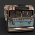 Old Rusted Blue And Brown Vintage Bus With Classic Exterior Design Elements