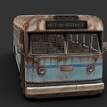 Bus Scrap Car Abandoned Doomsday Bus Doomsday Bus Industrial Wind Car Frame Car 3d model