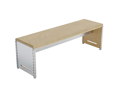 Simple Modern Wooden Bench With Metal Frame For Home Furniture 3d model