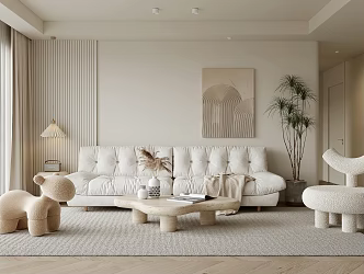 modern living room cream living room 3d model