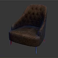 Elegant Brown Tufted Upholstered Single Seater Sofa With Red Legs Design