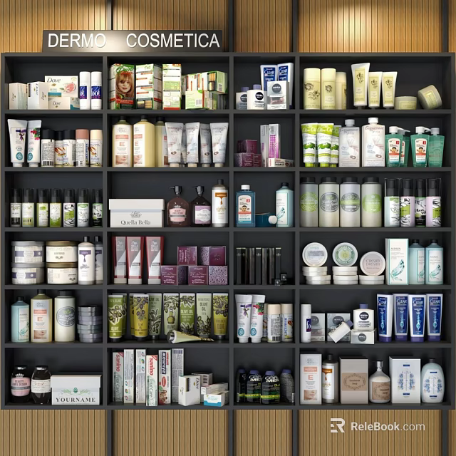 Diverse Perfume And Cosmetics Collection On Shelf With Various Beauty Products 3d model 