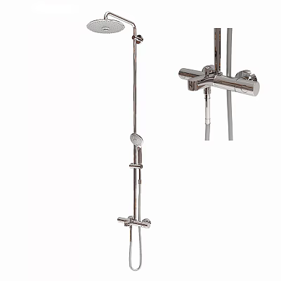 Modern Chrome Shower System With Handheld Sprayer And Rainfall Top Head 3d model