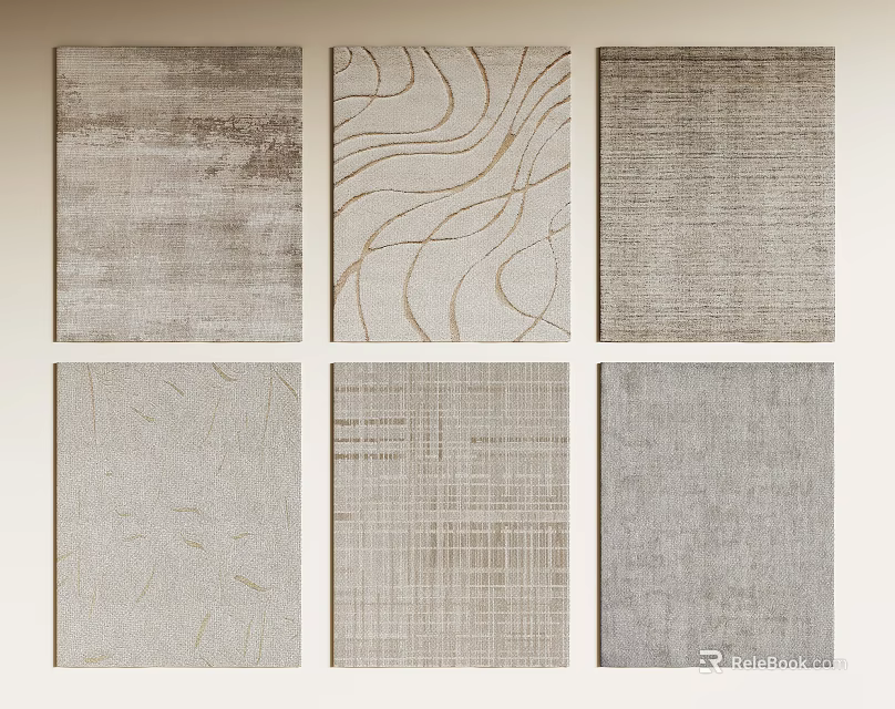Square Rugs Collection With Various Patterns And Neutral Tones For Home Decor 3d model 