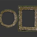 Ancient Stone Scene Components With Circular And Square Textured Mossy Structures 3d model
