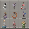 Assorted Character Dolls Showcased In White Grid Shelf Cubbies With Diverse Styles