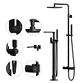 Black Modern Shower System with Rainfall Head Handheld Sprayer and Adjustable Faucet 3d model