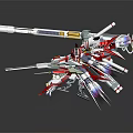 Game Movie Character Red And White Mecha With Long Rifle Mechanical Parts And Decorative Details