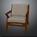 Stylish Wooden Chair Design With Mahogany Frame And Beige Padded Cushion Backrest