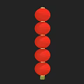 Three Strings of Red Lanterns with Multiple Round Lanterns on Black Background