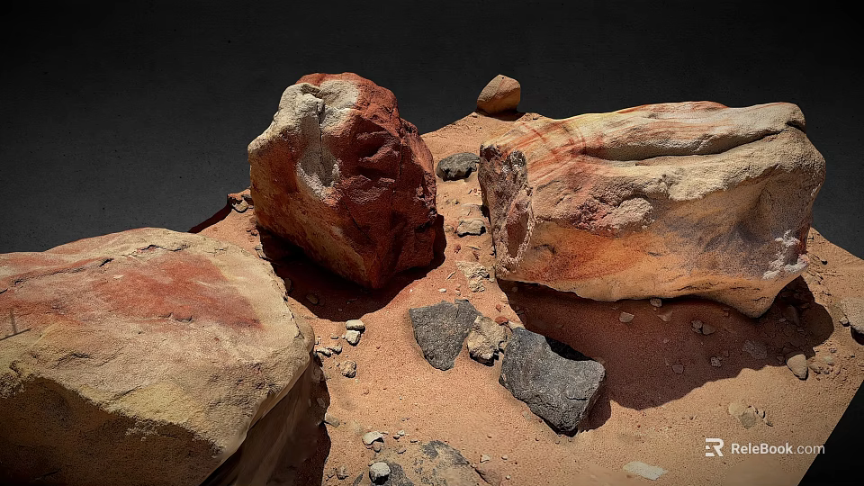 Natural Stone Materials Featuring Various Colors Different Shapes Small Gravel And Sand 3d model 