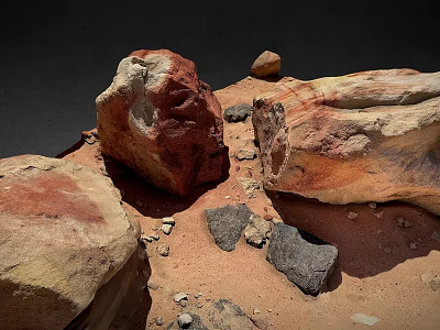 Natural Stone Materials Featuring Various Colors Different Shapes Small Gravel And Sand 3d model