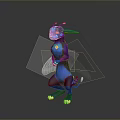 Blue Fantasy Creature Character With Wings Yellow Claws And Orange Accents Standing Pose
