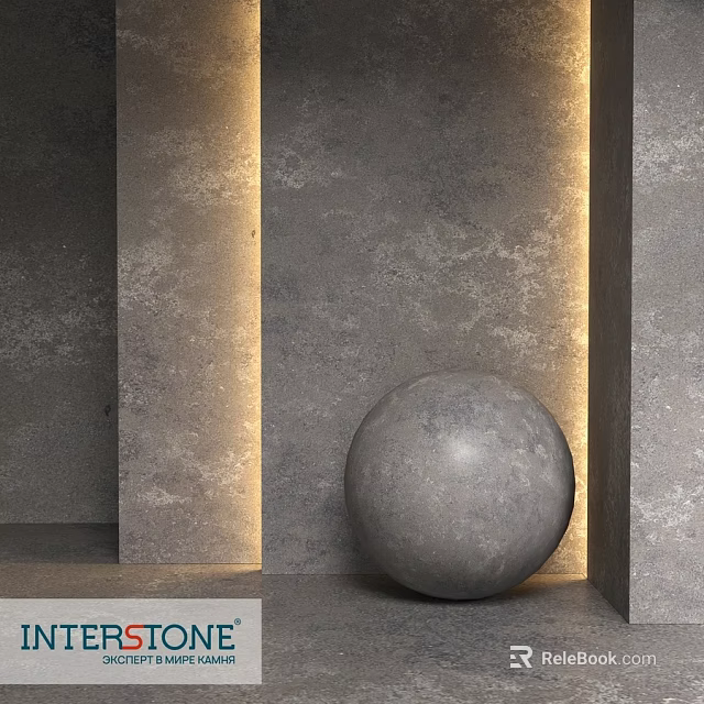 Gray Sphere Component In Modern Interior With Textured Wall And Soft Lighting 3d model 