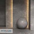 Gray Sphere Component In Modern Interior With Textured Wall And Soft Lighting