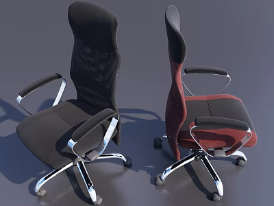 Modern Office Chair With Black And Red Mesh Back Metal Armrests And Swivel Base 3d model