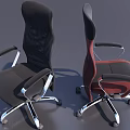 Modern Office Chair With Black And Red Mesh Back Metal Armrests And Swivel Base