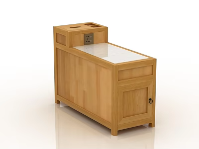 Wooden Coffee Table With White Tabletop Drawer Cabinet And Power Outlet 3d model