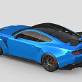 Blue Sports Car with Wide Body Aerodynamic Kit Rear Spoiler Black Wheels Red Brake Calipers