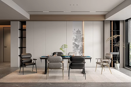 New Chinese Restaurant Dining Table and Chair 3d model
