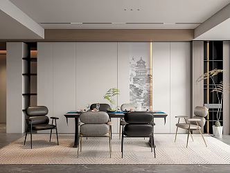 New Chinese Restaurant Dining Table and Chair 3d model