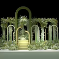Photo Check In Spot With Green Arch Floral Decorations White Green Plants And Stepped Structure