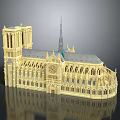 Cartoon Scene Notre Dame Cathedral Model Featuring Gothic Spire Towers And Intricate Windows