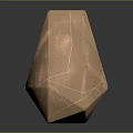 Decorative Metallic Polyhedral Sculpture With Carved Patterns Hollowed Square And RF Lettering