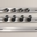Silver Strip Wall Hooks With Round Hooks In Various Quantities On Light Background 3d model