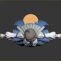 Fantasy Game Character Wearing Blue Skirt White Top Brown Hair Bow And Open Arms