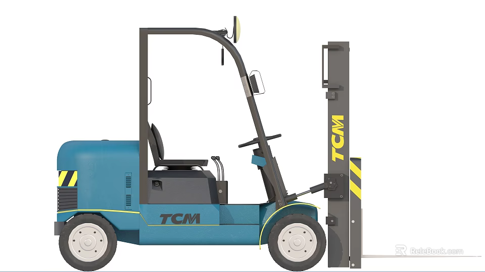 Industrial Factory Key Material Handling Equipment with Blue TCM Forklift 3d model 