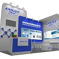ANJET Modern Exhibition Booth With Blue White Design Display Screens And Posters