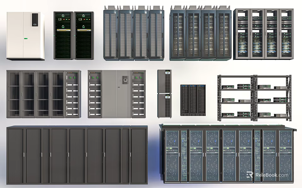 Industrial Equipment Featuring Various Industrial Cabinets Server Racks And Control Units 3d model 