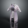 Elegant Light Purple Long Coat With Decorative Collar And Cuffed Sleeves Design