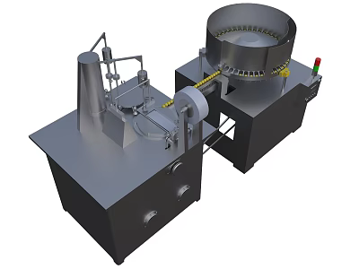Industrial Equipment Featuring Rotating Circular Turntable Conveyor System And Control Panel 3d model