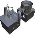 Industrial Equipment Featuring Rotating Circular Turntable Conveyor System And Control Panel